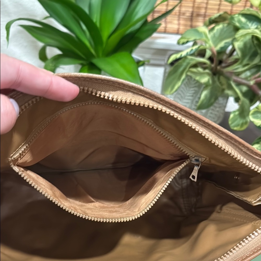 Celine Tan and Brown Toiletry Bag with Geometric Pattern - Picture 5 of 14